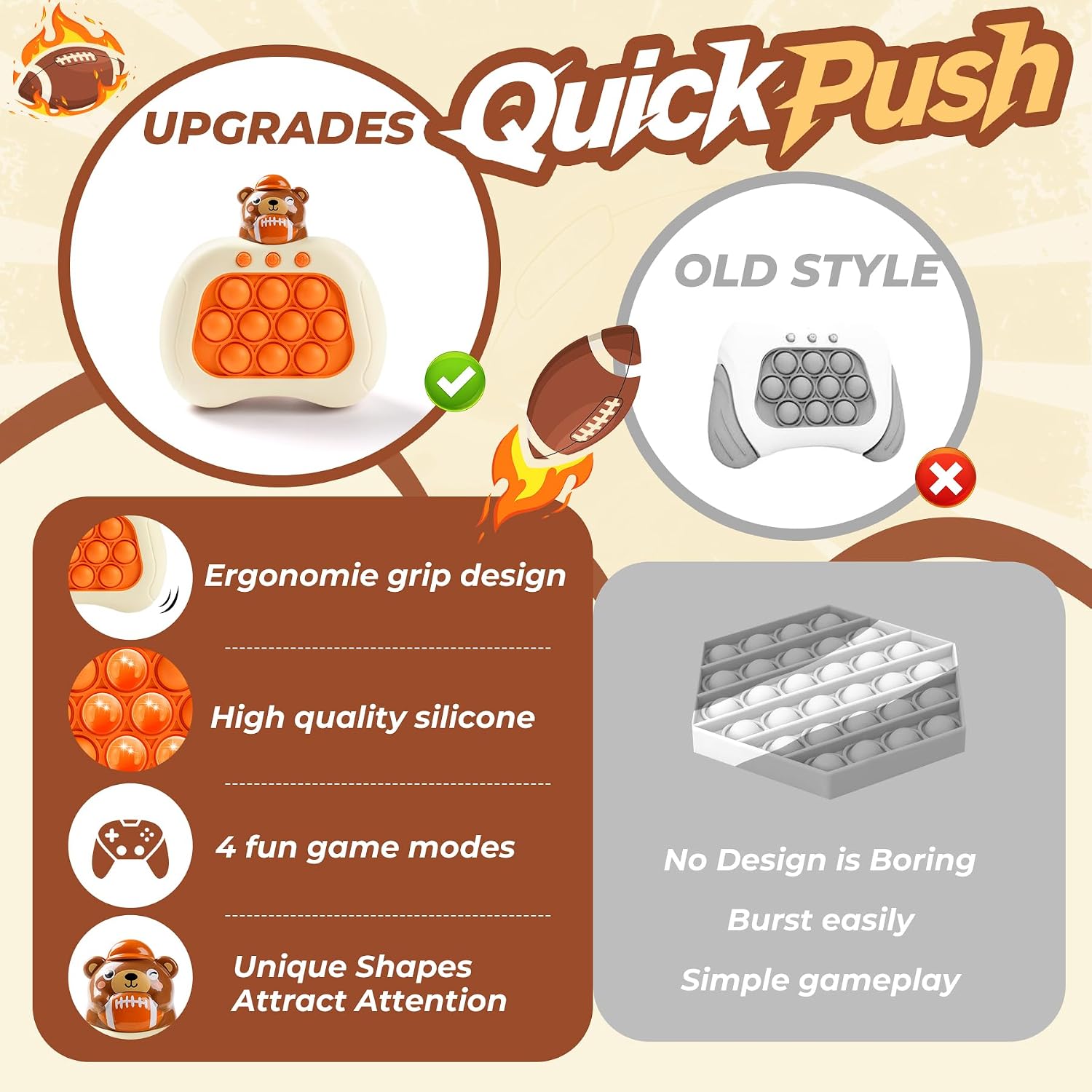 Bear Pop Push Game Fidget Console Toys for Kids Adults,Quick Push Pop Bubble Up Gifts,Handheld Light Up Fidget Sensory Puzzle Toy for Boys Grils Teens Age 3-12 - Image 6