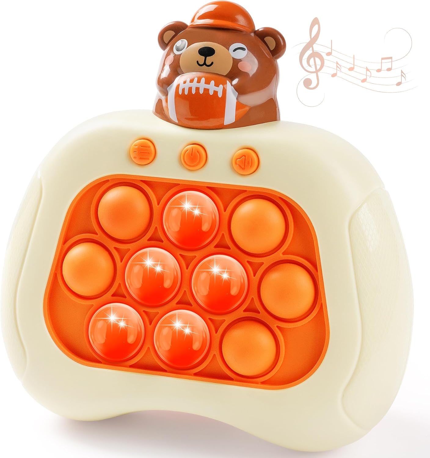 Bear Pop Push Game Fidget Console Toys for Kids Adults,Quick Push Pop Bubble Up Gifts,Handheld Light Up Fidget Sensory Puzzle Toy for Boys Grils Teens Age 3-12