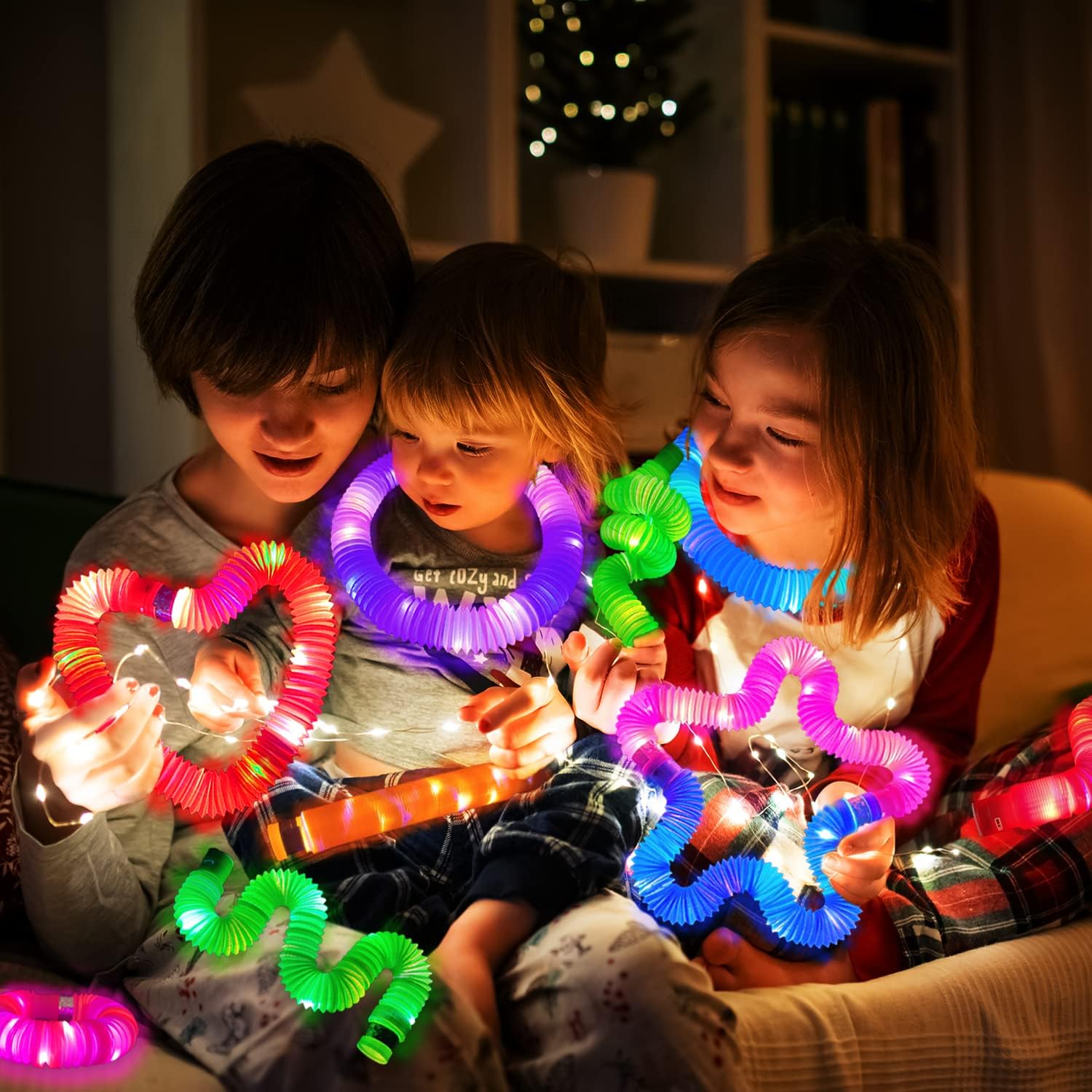 Glow Sticks Camping Essentials for Toddlers 6-96 PCS,Light Up Pop Tube Toys - Image 2