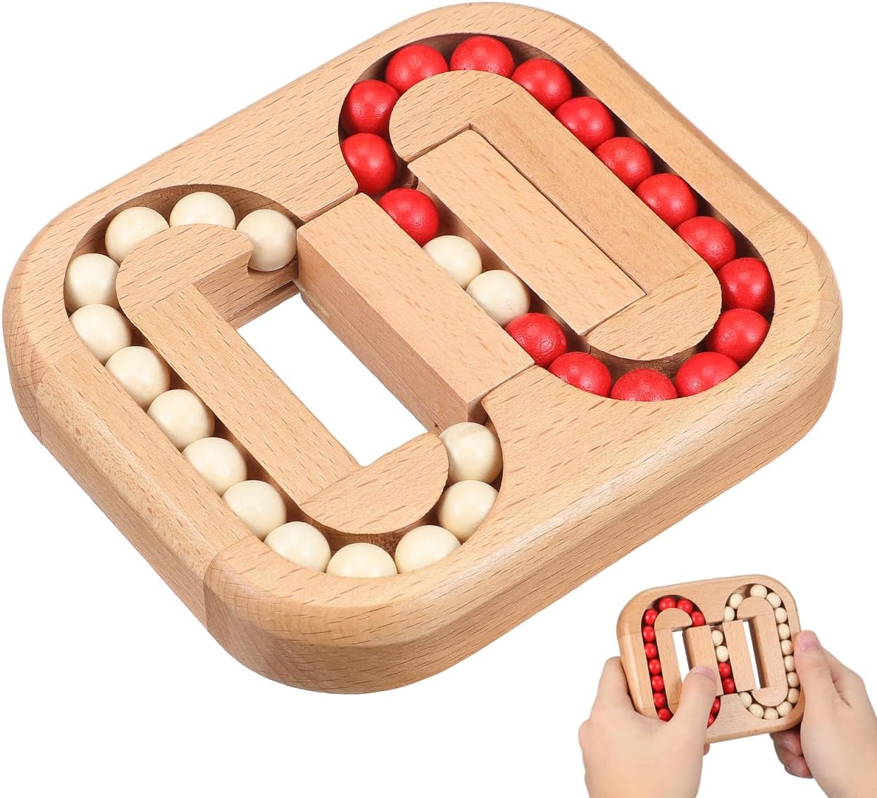 Homoyoyo Wooden Bead Maze Fidget Toy Interactive Sensory Finger Puzzle for Hand-Eye Coordination Concentration Practice Wear-Resistant Home Accessory 5.11 X 4.52 X 0.78 in