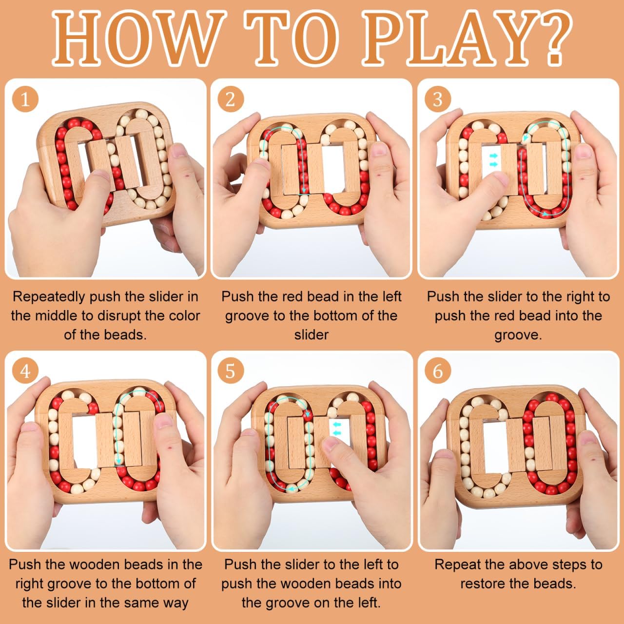 Homoyoyo Wooden Bead Maze Fidget Toy Interactive Sensory Finger Puzzle for Hand-Eye Coordination Concentration Practice Wear-Resistant Home Accessory 5.11 X 4.52 X 0.78 in - Image 6