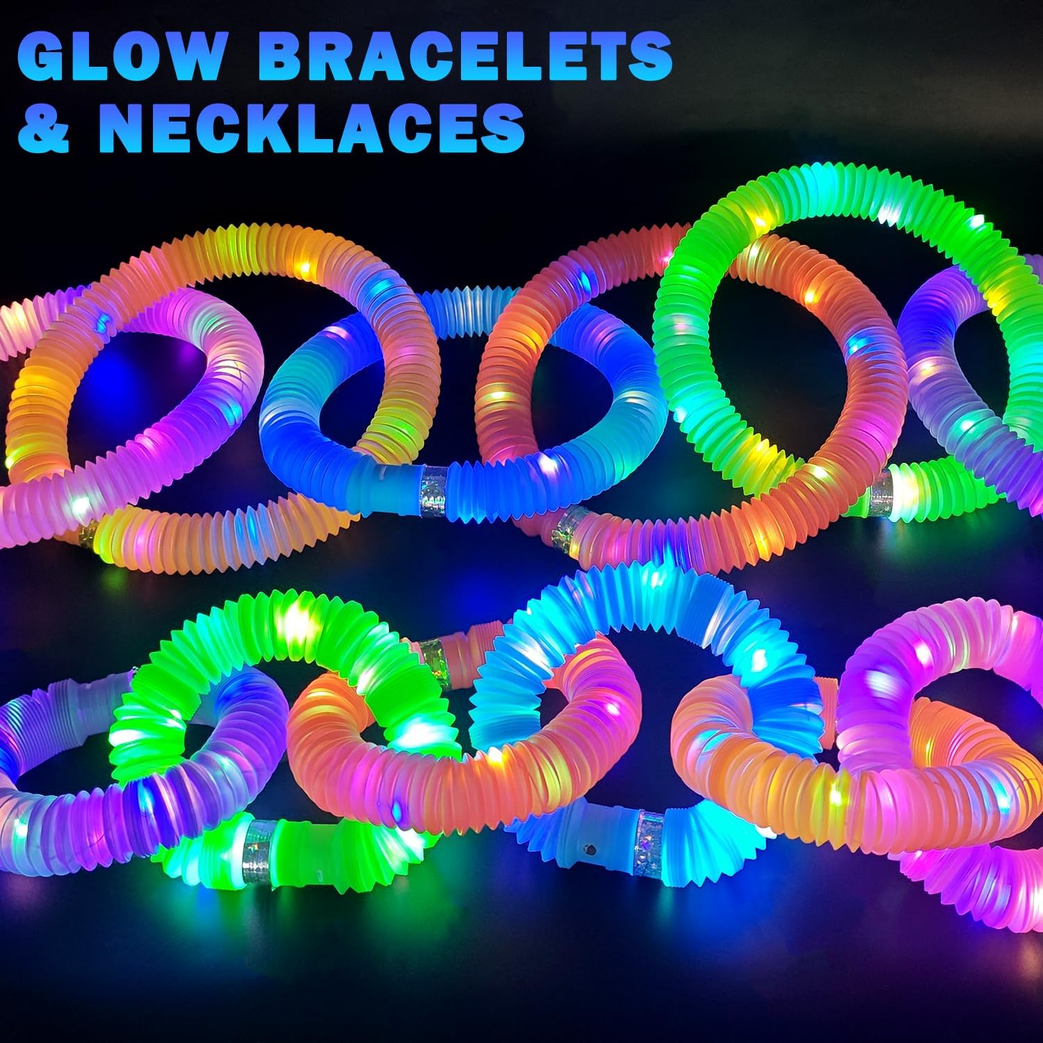 Glow Sticks Camping Essentials for Toddlers 6-96 PCS,Light Up Pop Tube Toys - Image 3