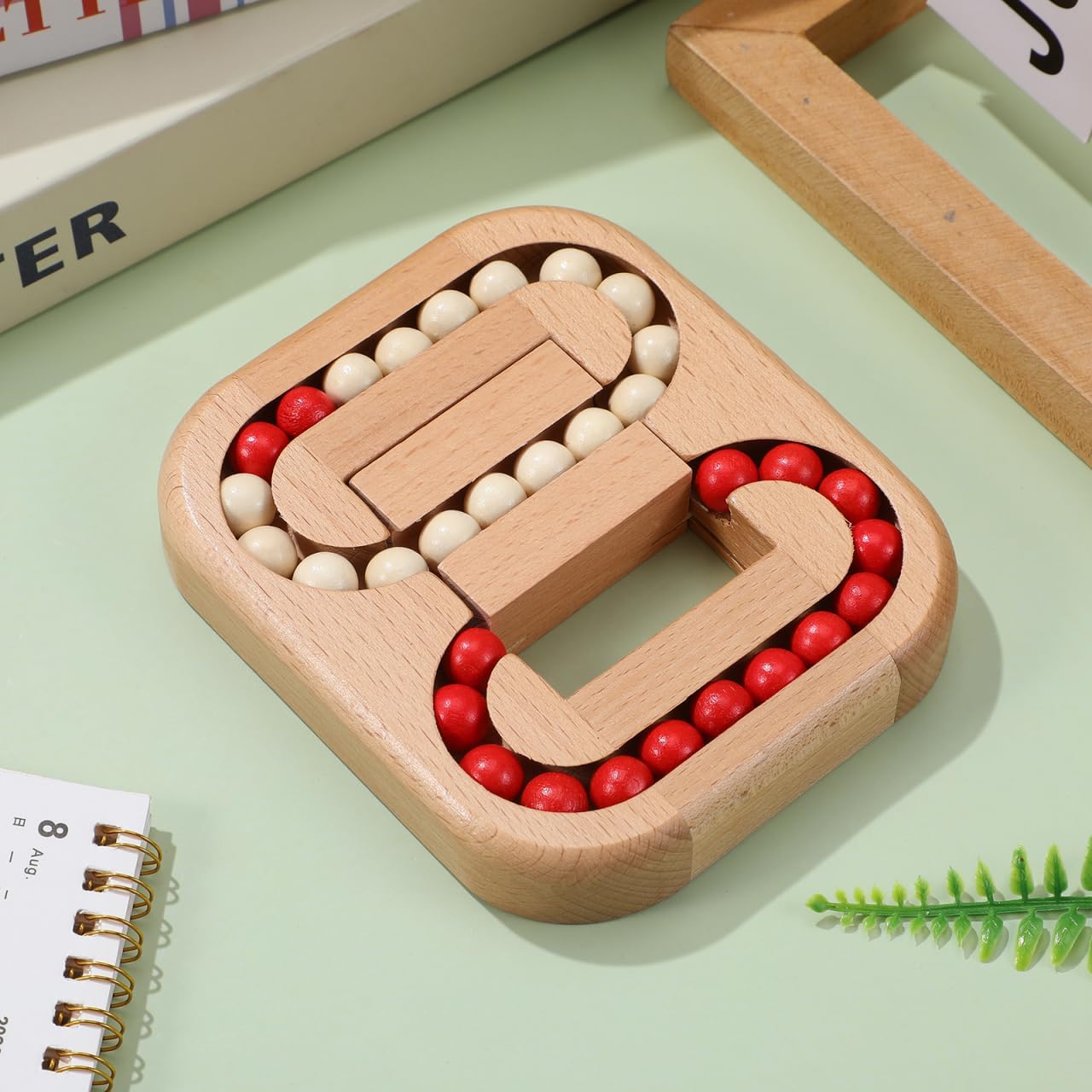 Homoyoyo Wooden Bead Maze Fidget Toy Interactive Sensory Finger Puzzle for Hand-Eye Coordination Concentration Practice Wear-Resistant Home Accessory 5.11 X 4.52 X 0.78 in - Image 3