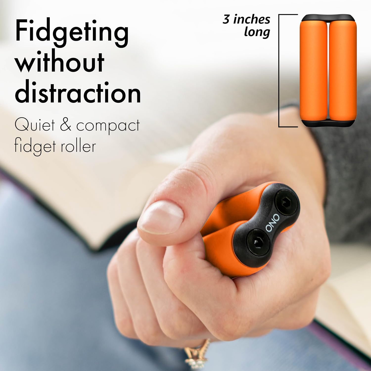ONO Roller - Handheld Fidget Toy for Adults | Help Relieve Stress, Anxiety, Tension | Promotes Focus, Clarity | Compact, Portable Design (Orange, Junior Size - ABS Plastic) - Image 2
