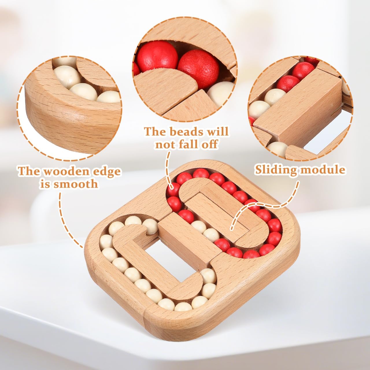 Homoyoyo Wooden Bead Maze Fidget Toy Interactive Sensory Finger Puzzle for Hand-Eye Coordination Concentration Practice Wear-Resistant Home Accessory 5.11 X 4.52 X 0.78 in - Image 7