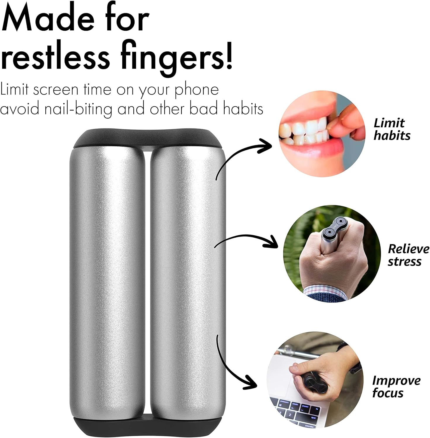 ONO Roller - Handheld Fidget Toy for Adults | Help Relieve Stress, Anxiety, Tension | Promotes Focus, Clarity | Compact, Portable Design (Grey, Full Size - Aluminum) - Image 5