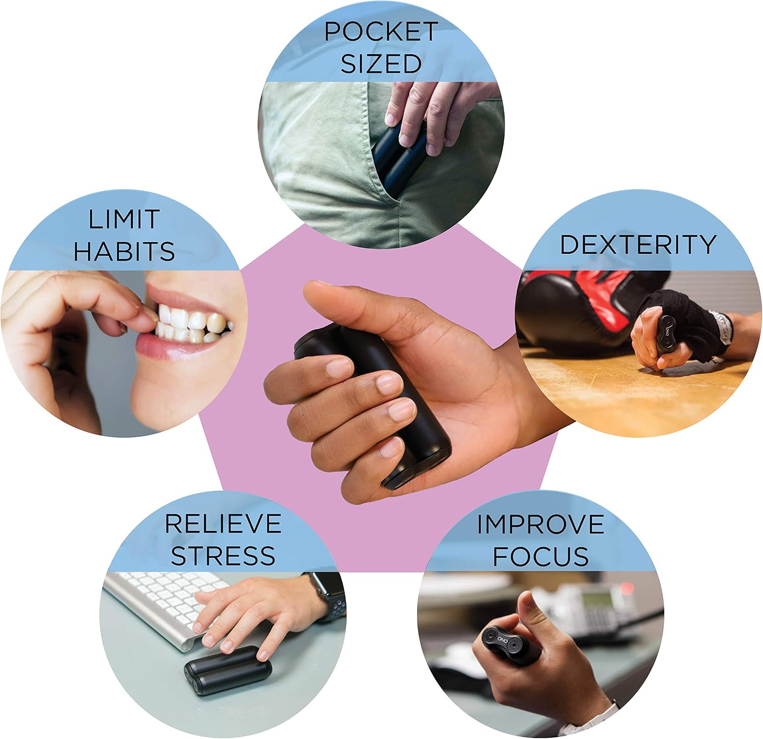 ONO Roller - Handheld Fidget Toy for Adults | Help Relieve Stress, Anxiety, Tension | Promotes Focus, Clarity | Compact, Portable Design (Orange, Junior Size - ABS Plastic) - Image 8