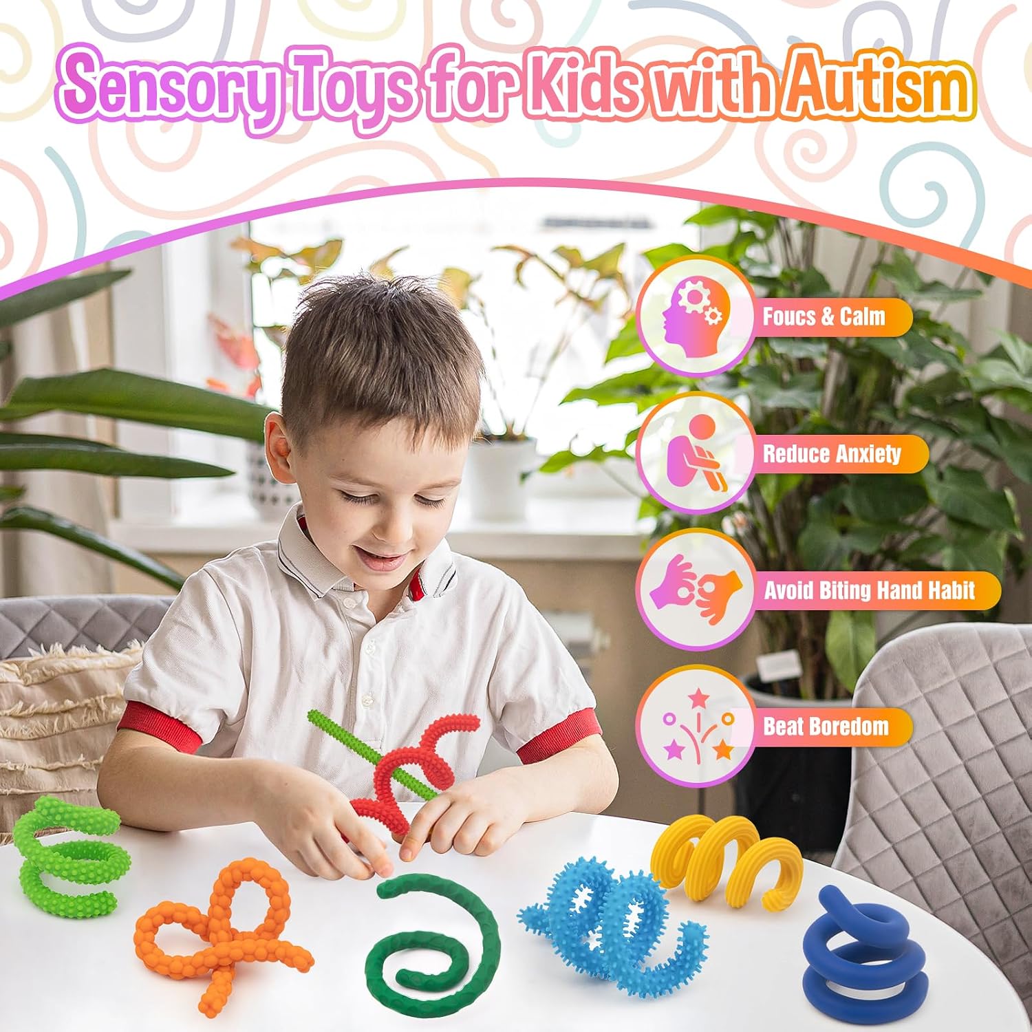 Sensory Fidget Toys for Kids with Autism,8 Pack Quiet Calm Bendable Sensory Sticks Fidget Sticks for Classroom,Calming Tools for School,ADHD Autistic Stress Relief Must Haves for Students Teachers - Image 5