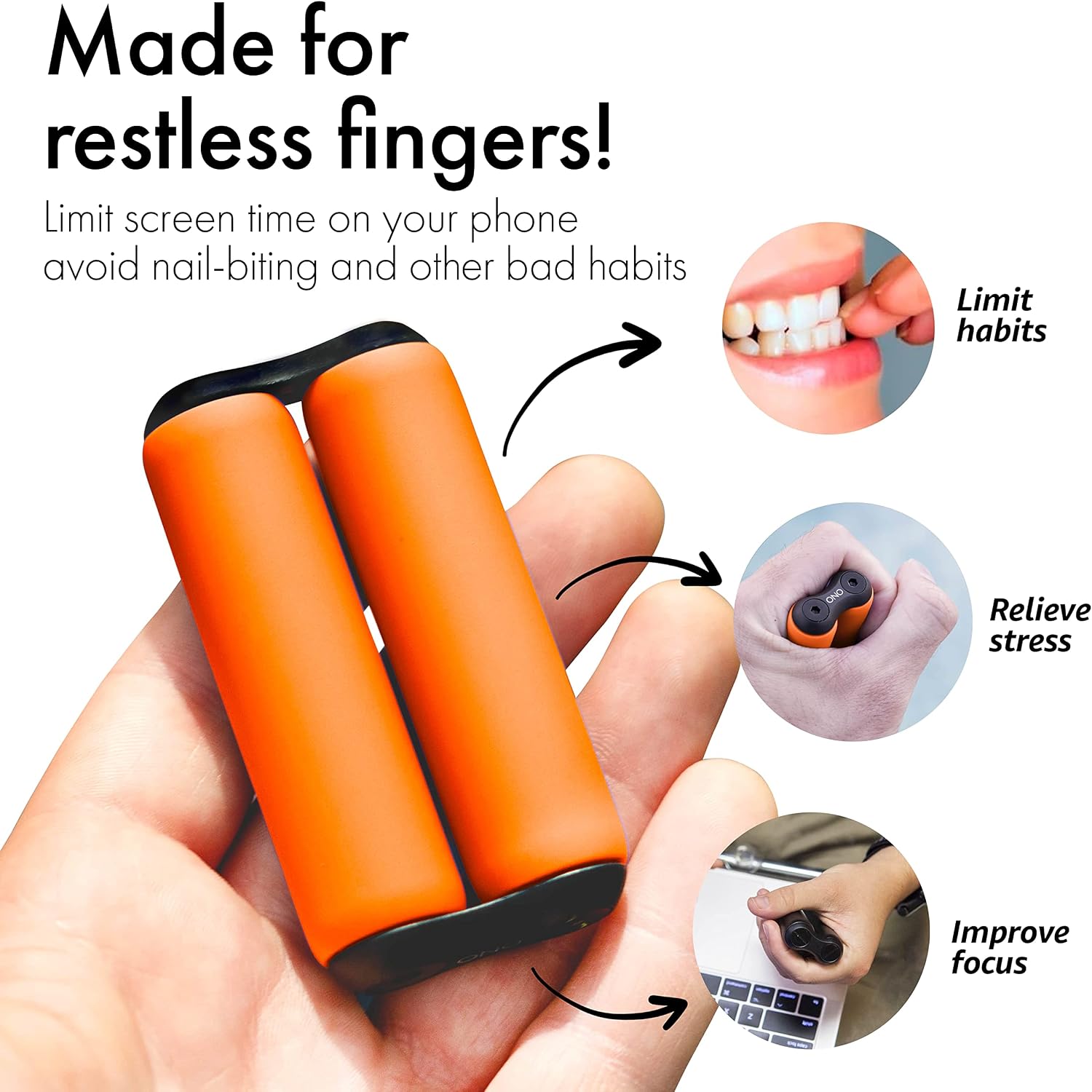 ONO Roller - Handheld Fidget Toy for Adults | Help Relieve Stress, Anxiety, Tension | Promotes Focus, Clarity | Compact, Portable Design (Orange, Junior Size - ABS Plastic) - Image 6