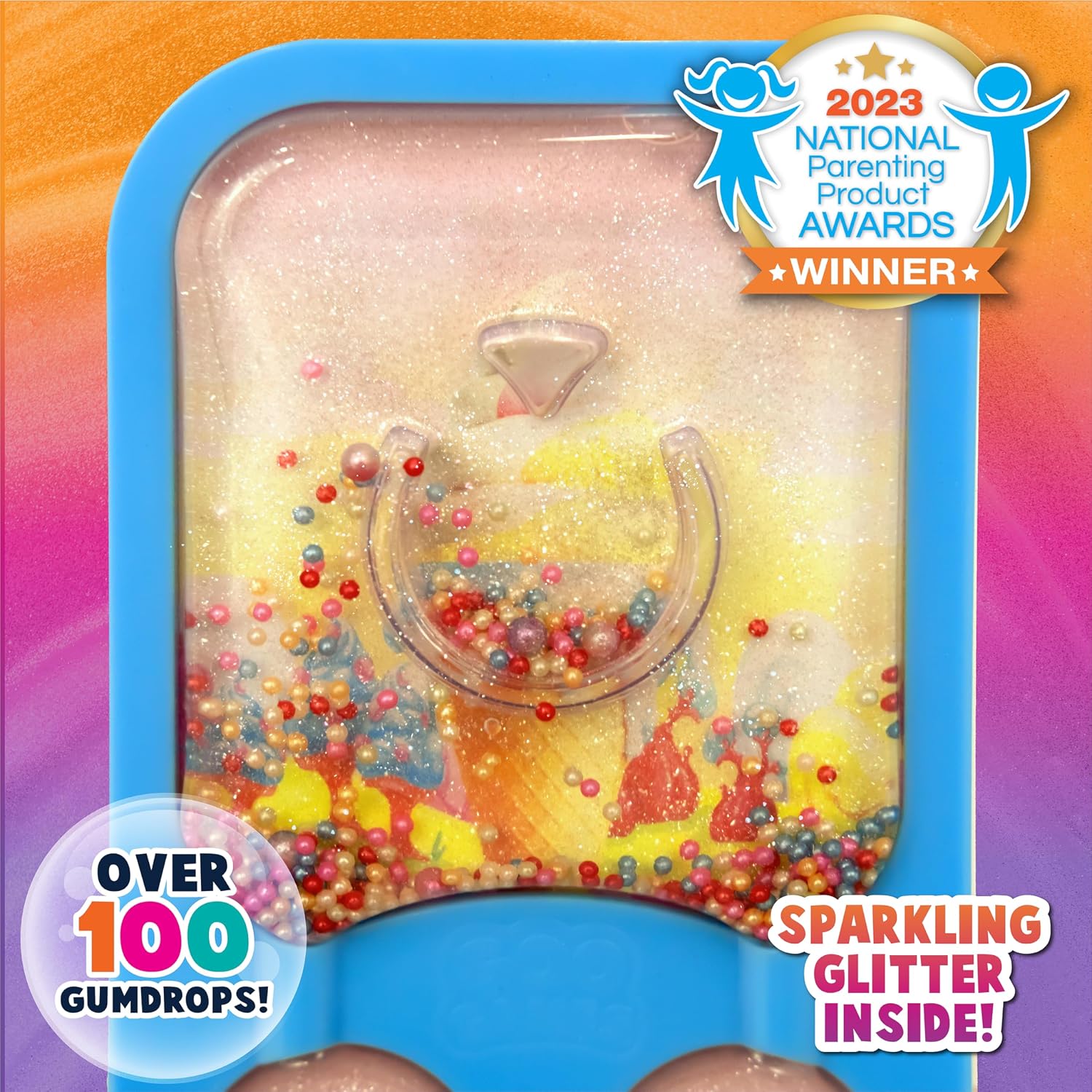 GooGames, Hand-Held Water Games with Floating Treasures, Sensory Fidget Game Adventures, Non-Toxic, No-Mess, Mesmerizing Glitter Fun, 3 Game Cards Included, Refillable, Perfect Travel Toy! (Candies) - Image 3