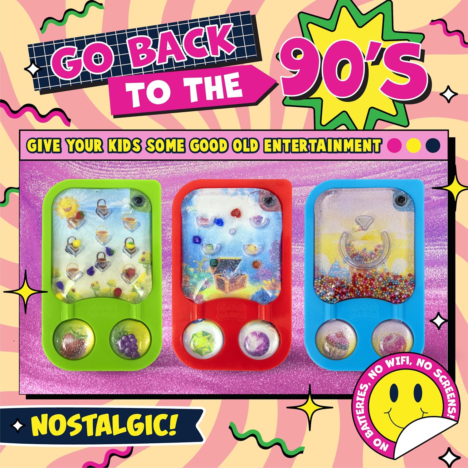 GooGames, Hand-Held Water Games with Floating Treasures, Sensory Fidget Game Adventures, Non-Toxic, No-Mess, Mesmerizing Glitter Fun, 3 Game Cards Included, Refillable, Perfect Travel Toy! (Candies) - Image 8
