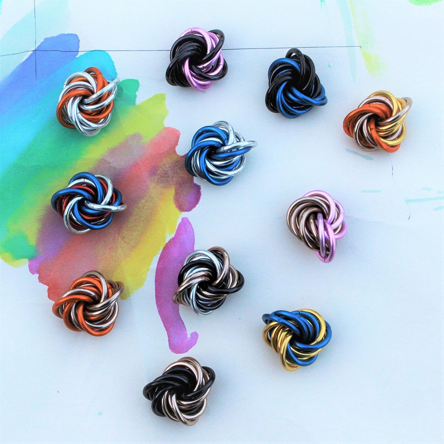Mobii Custom Color Mix: Fidget Ball Stress Mobius Toy Restless Hand Anxiety Desk or Office (Small, Full) - Image 3
