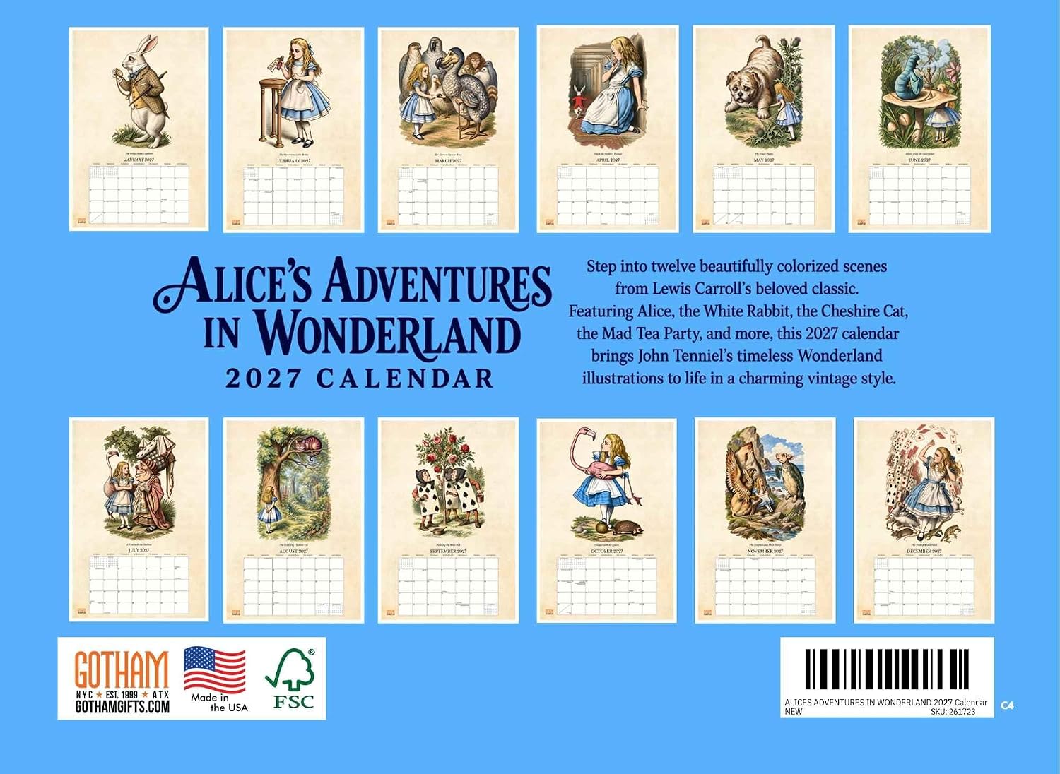 Alice In Wonderland Calendar 2027 Monthly Wall Calender 12 Month - Image 2