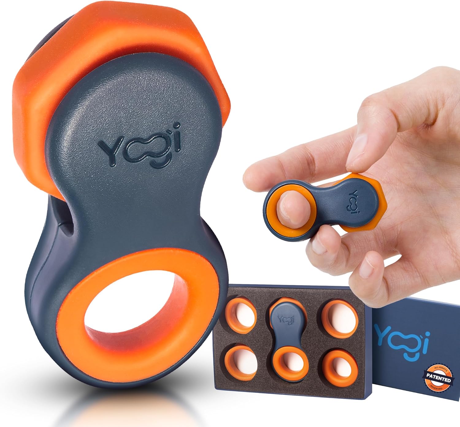 Yogi Fidget Toy for Adults & Kids, Stress Relief Spinner, 5 Silicone Rings